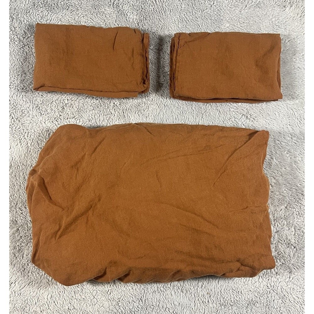 Parachute Terra Burnt Orange Queen Fitted Sheet Two Standard Pillowcovers Shams